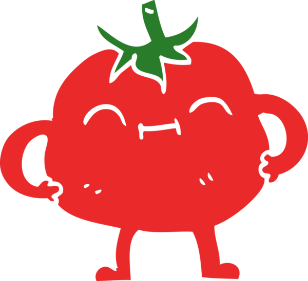 Bir insan tarafından çizilmiş mutlu domates.