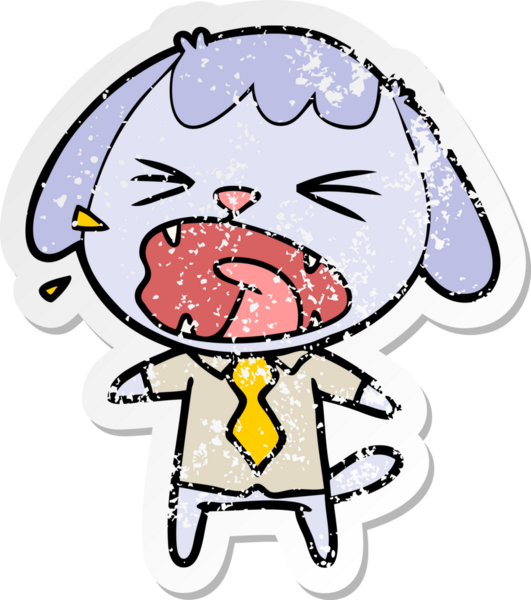 Bir insan tarafından çizilmiş şirin bir köpeğin sıkıntılı çıkartması.