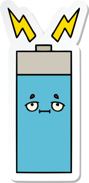 Bir insan tarafından çizilmiş şirin bir karikatür aküsünün çıkartması.