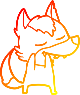 Bir insan tarafından çizilmiş gülen bir kurt çizgi çizimi.