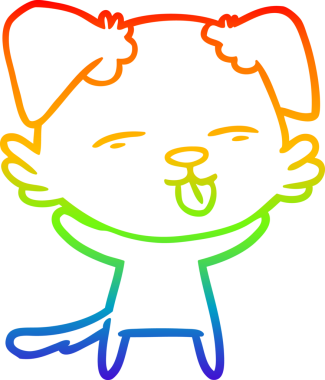 gökkuşağı gradyan çizgi çizimi bir insan tarafından çizilmiş dili dışarı çıkaran bir köpek