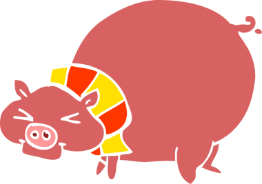 Bir insan tarafından çizilmiş şişko domuz.