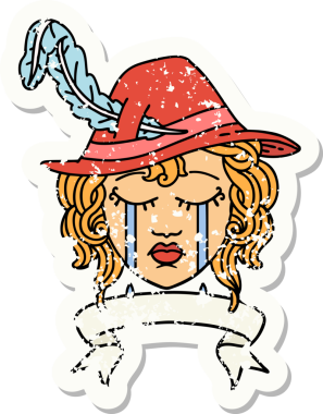 Retro Dövme Tarzı Ağlayan İnsan Ozanı Bir insan tarafından çizilmiş pankartıyla