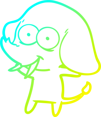 Bir insan tarafından çizilmiş mutlu bir filin soğuk gradyan çizgisi.