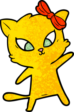 Bir insan tarafından çizilmiş çizgi film kedisi.