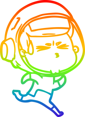 Bir insan tarafından çizilen gökkuşağı gradyan çizimi stresli astronot