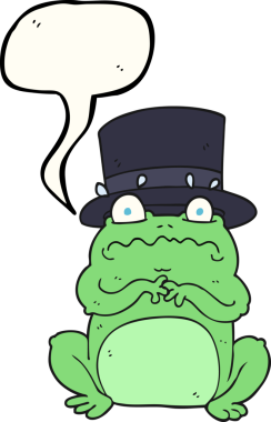 Serbest konuşma balonu karikatürü. Bir insan tarafından çizilmiş zengin kurbağa.