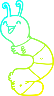 Bir insan tarafından çizilmiş mutlu bir tırtılın soğuk çizgi çizimi.