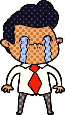 Bir insan tarafından çizilmiş ağlayan çizgi film adamı.