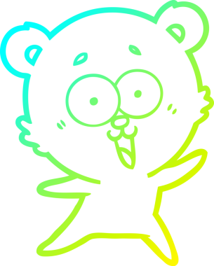 Bir insan tarafından çizilmiş gülen oyuncak ayı çizgi filmi.