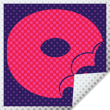 Isırılmış çörek grafik vektör kare soyma etiketi bir insan tarafından çizildi