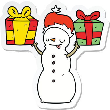 Bir insan tarafından çizilmiş bir kardan adamın çıkartması.