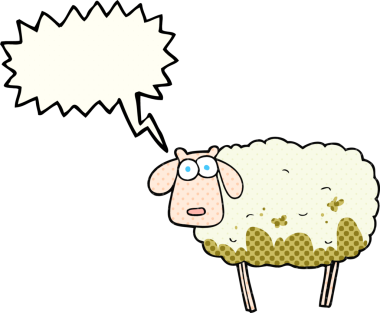 El yazısıyla çizilmiş çizgi roman konuşma balonu bir insan tarafından çizilmiş çamurlu koyun.