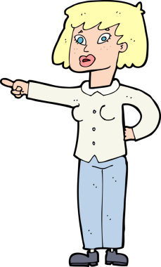 Bir insan tarafından çizilmiş çizgi film kadını.