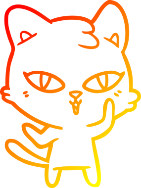 Bir insan tarafından çizilmiş çizgi film kedisinin sıcak çizgi çizimi