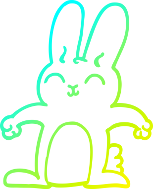 Bir insan tarafından çizilmiş mutlu çizgi film tavşanı çizimi.