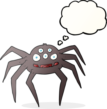 Bir insan tarafından çizilmiş serbest çizim balon karikatür örümceği.