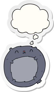 İnsan tarafından çizilmiş bir çıkartma olarak düşünce baloncuğu olan çizgi film ayısı.