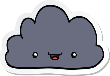 Bir insan tarafından çizilmiş küçük mutlu bulut.