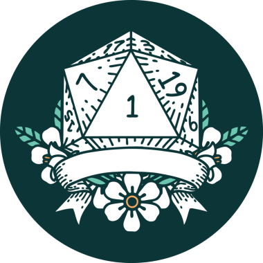 Bir insan tarafından çizilen bir d20 zar atma ikonu