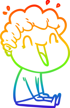 Gökkuşağı gradyan çizgi çizimi mutlu bir adamın bir insan tarafından çizilmiş gülüşü