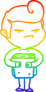 Gökkuşağı gradyan çizgi çizimi. Bir insan tarafından çizilmiş havalı bir adam.