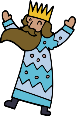 Bir insan tarafından çizilmiş neşeli çizgi film kralı.