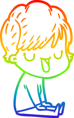 Gökkuşağı gradyan çizgi çizimi bir insan tarafından çizilmiş bir karikatür kadın