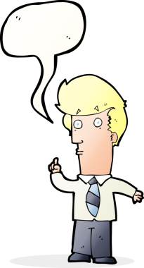 Bir insan tarafından çizilmiş konuşma balonuyla ilgili sorusu olan bir çizgi film adamı.