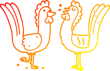 Bir insan tarafından çizilmiş karikatür tavukların sıcak çizgi çizimi