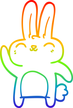 Gökkuşağı gradyan çizgi çizimi Bir insan tarafından çizilmiş mutlu tavşan