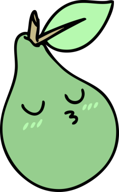 Bir insan tarafından çizilmiş güzel bir armut karikatürü.