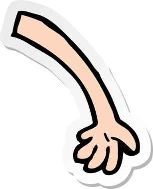 Bir insan tarafından çizilmiş bir karikatür kolunun çıkartması.