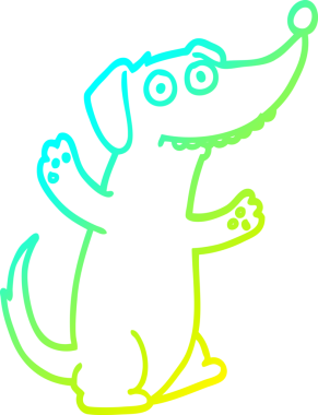 Bir insan tarafından çizilen çizgi film köpeğinin soğuk gradyan çizgisi.