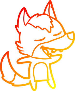 Bir insan tarafından çizilmiş gülen bir kurt çizgi çizimi.