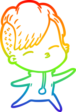 gökkuşağı gradyan çizimi bir çizgi film kızı bir insan tarafından çizilmiş.