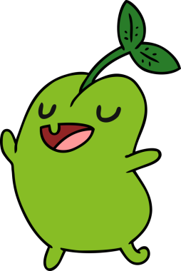 Çizgi film illüstrasyonu kawaii bir insan tarafından çizilmiş tatlı filizlenen fasulye.