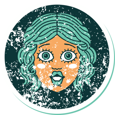 Bir insan tarafından çizilmiş kadın yüzünün sembolik dövmesi.