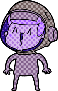 Bir insan tarafından çizilmiş mutlu astronot çizgi filmi.