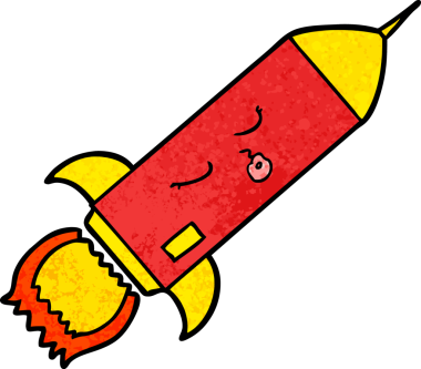 bir insan tarafından çizilmiş çizgi film roketi