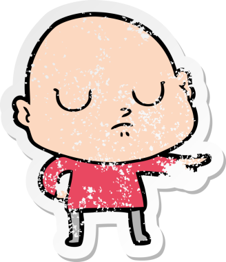 Bir insan tarafından çizilmiş kel bir adamın sıkıntılı çıkartması.