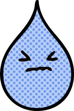 Bir insan tarafından çizilmiş tuhaf bir çizgi roman tarzı duygusal yağmur damlası.