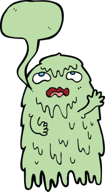 Bir insan tarafından çizilmiş iğrenç bir çizgi film hayaleti.