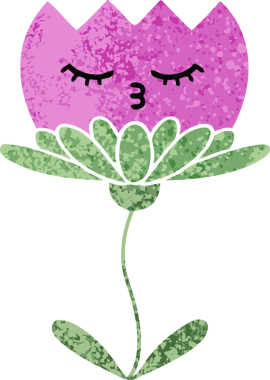 Bir insan tarafından çizilmiş bir çiçeğin retro çizim stili