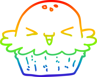 Gökkuşağı gradyan çizgisi bir insan tarafından çizilmiş şirin bir karikatür turtası