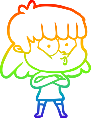 gökkuşağı gradyan çizimi bir insan tarafından çizilmiş bir çizgi film ıslık kızı