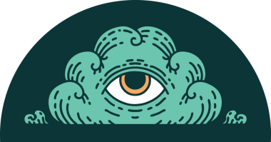 Bir insan tarafından çizilmiş her şeyi gören bir göz bulutunun ikonik dövme şekli.