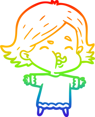 Gökkuşağı gradyan çizgi çizimi Bir insan tarafından çizilen bir kız karikatürü