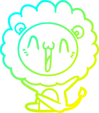 Bir insan tarafından çizilmiş mutlu çizgi film aslanı çizimi.