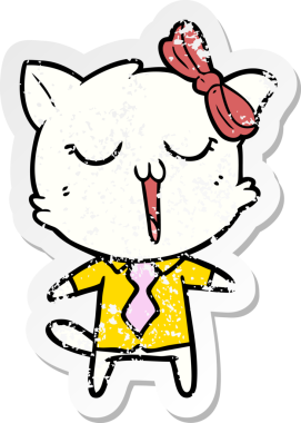 Bir insan tarafından çizilmiş karikatür bir kedinin sıkıntılı çıkartması.